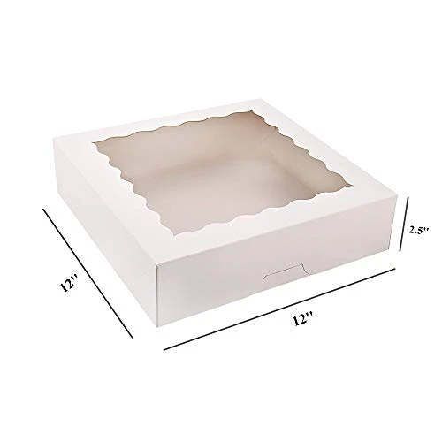20-Pack Pie Boxes 12" x 12" x 2.5", Bakery Boxes With Window, White Cookie Boxes, Auto-Popup Treat Boxes For Pies, Muffins, Donuts And Pastries 2 20-Pack Pie Boxes 12" x 12" x 2.5", Bakery Boxes With Window, White Cookie Boxes, Auto-Popup Treat Boxes For Pies, Muffins, Donuts And Pastries - Image 2
