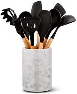Marble Utensil Holder Set - Utensils Included - Flatware & Utensil Storage Organizer For Countertops, Pantry, Bathroom, Office & Center Table - Stylish Kitchen Counter Decor -Peugeot Shop 31MxCXQkpuL. AC