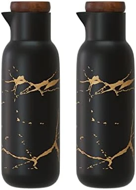 2 Pack Ceramic Oil And Vinegar Soy Sauce Maple Syrup Dispenser Bottle For Kitchen 380ml (Black) 7 2 Pack Ceramic Oil And Vinegar Soy Sauce Maple Syrup Dispenser Bottle For Kitchen 380ml (Black) - Image 7