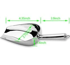 Metal Ice Scoop 6 Ounces, Small Stainless Steel 8.25 Inch Food Scoops For Kitchen Party Bar Wedding, Heavy Duty & Anti Rust, Superb Mirror Polish Surface, Easy Clean & Dishwasher Safe. By Kenbutsu. -Peugeot Shop 31NXSpszcGS