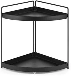 Lvssci 2 Tier Corner Shelf Rack Kitchen Counter Cabinet Bathroom Organizer Makeup Cosmetic Countertop Organization And Storage Under Sink Organizers Perfume Trays For Dresser Black -Peugeot Shop 31O38EA1T6L. AC