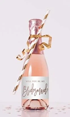 Will You Be My Bridesmaid Proposal Mini Champagne Bottle Labels - Set Of 12 (Black) -Peugeot Shop 31O921KGQJL. AC