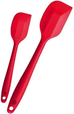 Ium Silicone Spatula Set (1 Small, 1 Large) - High Heat Resistant To 600°F, Hygienic One Piece Design, Non Stick Rubber Cooking Utensil Set (Cherry Red)