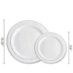 700 Piece Silver Dinnerware Set - 200 Silver Rim Plastic Plates - 300 Silver Plastic Silverware - 100 Silver Plastic Cups - 100 Linen Like Silver Napkins, 100 Guest Disposable Silver Dinnerware Set 9 700 Piece Silver Dinnerware Set - 200 Silver Rim Plastic Plates - 300 Silver Plastic Silverware - 100 Silver Plastic Cups - 100 Linen Like Silver Napkins, 100 Guest Disposable Silver Dinnerware Set -Peugeot Shop 31OapRYS64L