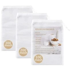 3 Pcs Nut Milk Bags, 150/75/48 Micron Reusable Nylon Food Strainers Bags Multi-use Food Grade Soy Milk Filter Bags, Yogurt Milk Wine Brew Coffee Filters Bag Strainers Filtration (6"x8")