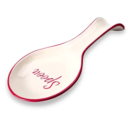 Red Ceramic Spoon Rest For Stove Top - White Spoon Rest For Kitchen Counter - Spanish Ceramic Spoon Rests For Cooking - Large Farmhouse Spoon Rest Ceramic - Utensil Coffee Spoon Holder Rest 1 Red Ceramic Spoon Rest For Stove Top - White Spoon Rest For Kitchen Counter - Spanish Ceramic Spoon Rests For Cooking - Large Farmhouse Spoon Rest Ceramic - Utensil Coffee Spoon Holder Rest