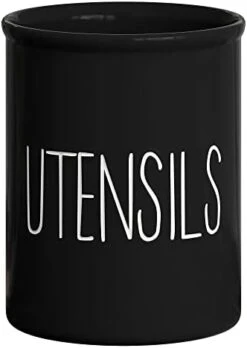 Ceramic Farmhouse Kitchen Utensil Holder For Countertop, Decorative Kitchen Utensil Holder, Large Kitchen Utensil Holder For Kitchen Counter, Utensil Crock Spatula Holder, 7" White -Peugeot Shop 31PN8EUnO4L. AC