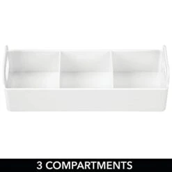 MDesign Plastic Condiment Organizer And Tea Bag Holder - 9" Long Kitchen Pantry/Countertop Storage Caddy - Divided Chip, Snack, Granola, Oatmeal Packet Holder - Lumiere Collection - White -Peugeot Shop 31Pf5rNtoqL