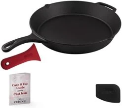 Ast Iron Skillet + Grill Press + Scraper Set - 10"-inch Pre-Seasoned Frying Pan + Silicone Handle Grip - 7" Round Burger Smasher - Indoor/Outdoor, Stove, Oven, Grill, Induction Safe Kitchen Cookware 16 Ast Iron Skillet + Grill Press + Scraper Set - 10"-inch Pre-Seasoned Frying Pan + Silicone Handle Grip - 7" Round Burger Smasher - Indoor/Outdoor, Stove, Oven, Grill, Induction Safe Kitchen Cookware -Peugeot Shop 31Ph3w2 xL. AC