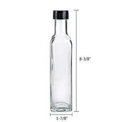 18 Pack 8.5 Oz Quadra Bottles With Leak Proof Screw Caps, Hot Sauce Bottles, Glass Square Bottles For Oil, Vinegar, Syrup, Salad Dressing -Peugeot Shop 31Q1zYAukPS