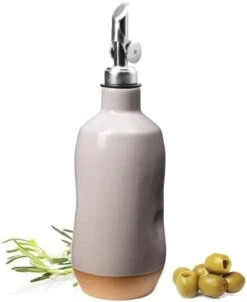 Olive Oil Dispenser Bottle Stoneware Ceramic, Perfect Home Decor Gift, Reduce Oxidation, Suitable For Storage Of Oil, Vinegar, Coffee Syrups & Other Liquids - Stainless Steel Spout 15Oz -Peugeot Shop 31QMcOCNcAL. AC