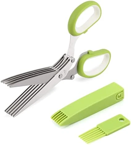Herb Scissors, Multipurpose Cutting Shears With 5 Blade Kitchen Salad Scissors, Safety Cover And Cleaning Comb For Chopping Cilantro Onion Basil Chive Parsley, Black 6 Herb Scissors, Multipurpose Cutting Shears With 5 Blade Kitchen Salad Scissors, Safety Cover And Cleaning Comb For Chopping Cilantro Onion Basil Chive Parsley, Black - Image 6