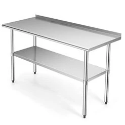 60x24 Inches Stainless Steel Table With Backsplash, Metal Commercial Kitchen Table For Prep & Work With Adjustable Undershelf, Heavy-Duty Prep Table 13 60x24 Inches Stainless Steel Table With Backsplash, Metal Commercial Kitchen Table For Prep & Work With Adjustable Undershelf, Heavy-Duty Prep Table -Peugeot Shop 31RAAWGZqnL 1