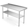 60x24 Inches Stainless Steel Table With Backsplash, Metal Commercial Kitchen Table For Prep & Work With Adjustable Undershelf, Heavy-Duty Prep Table