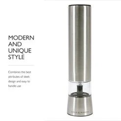 Cole & Mason Hampstead Electronic Salt Mill - Electric Salt Grinder Set - Adjustable Electric Spice Grinder - Kitchen Tool & Gadget - Hand Wash - Stainless Steel -Peugeot Shop 31RHlxXAhIL