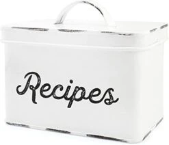 Rustic White Recipe Box; Enamel Farmhouse Recipe Holder And Organizer For 4 X 6 Inch Recipe Cards 11 Rustic White Recipe Box; Enamel Farmhouse Recipe Holder And Organizer For 4 X 6 Inch Recipe Cards -Peugeot Shop 31RhZhShl5L. AC