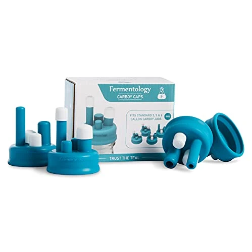 Fermentology Carboy Caps – 4 Pk Silicone Caps For Fermenting In 3/5/6 Gallon Glass Jugs – Homebrew Wine, Beer, Mead 1 Fermentology Carboy Caps – 4 Pk Silicone Caps For Fermenting In 3/5/6 Gallon Glass Jugs – Homebrew Wine, Beer, Mead