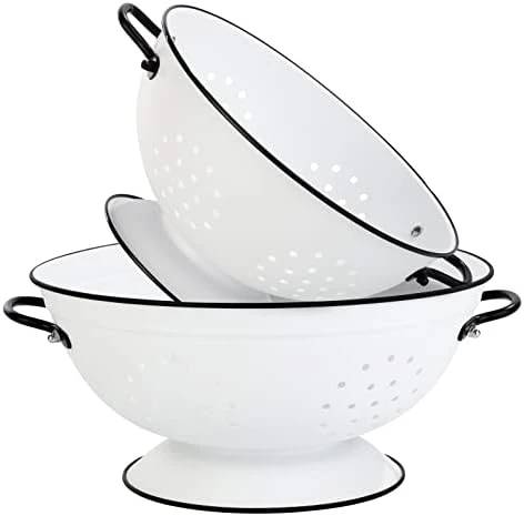 Metal Colander Set Of 2, Strainer Basket With Handles Perfect For Spaghetti, Pasta, Berry, Vegetable, Fruit, Solid Base Powder Coated Self-draining Kitchen Colander Bowel, 3.5 & 5 Qt, Matte Black 9 Metal Colander Set Of 2, Strainer Basket With Handles Perfect For Spaghetti, Pasta, Berry, Vegetable, Fruit, Solid Base Powder Coated Self-draining Kitchen Colander Bowel, 3.5 & 5 Qt, Matte Black - Image 9
