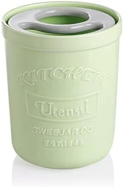 Kitchen Utensil Holder, 7.2" Ceramic Utensil Crock For Cooking Countertop, Housewarming, Wedding, Birthday Gift (Gray) -Peugeot Shop 31SGzVeWd L. AC