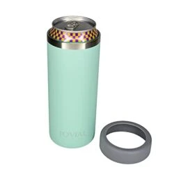 2-in-1 Stainless Steel Can Cooler Insulated For All 24&25 Oz Cans, Beer Can Cooler,seltzer Can Coozie, Can Insulator,and Work As A Iced Coffee Tumbler With Lid And Straw(Seafoam) -Peugeot Shop 31SJSse9x6L