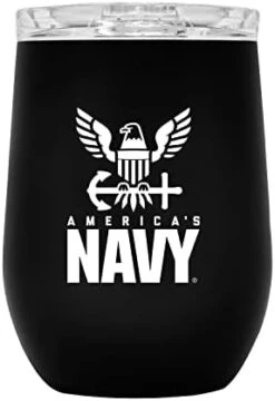 Air Force Steel Stemless Wine Glass Tumbler, 12 Oz Double Wall Vacuum Insulated Whiskey Tumbler With USAF Logo And Lid -Peugeot Shop 31SuAceVEL. AC