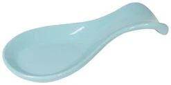 Curved Stoneware Spoon Rest Eggshell Blue, 3.5x7.75 In