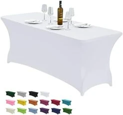 6FT Stretch Spandex Table Cover For Rectangular Fitted Folding Tables, Wrinkle Resistant, Elastic Stretchable Patio Tablecloth Protector For Party, Banquet, Wedding And Events (Black) -Peugeot Shop 31TvGQIfvL. AC