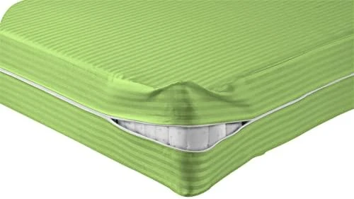 Luxurious Mattress Cover 1000 Thread Counts 100% Egyptian, 28" Inch Deep Pocket Olympic Queen Size, Stripe Sand Zipper Around The Mattress 4 Luxurious Mattress Cover 1000 Thread Counts 100% Egyptian, 28" Inch Deep Pocket Olympic Queen Size, Stripe Sand Zipper Around The Mattress - Image 4