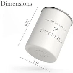 White Utensil Holder For Kitchen Countertop, Farmhouse Metal Utensil Crock, Rustic Country Decorative Kitchen Utensil Caddy Large, 5.5x6.75 15 White Utensil Holder For Kitchen Countertop, Farmhouse Metal Utensil Crock, Rustic Country Decorative Kitchen Utensil Caddy Large, 5.5x6.75 -Peugeot Shop 31U0DkGv1nL