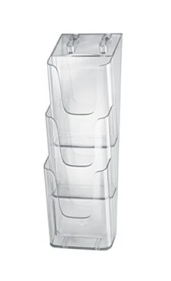 Sigel IGEL LH137 Wall-Mounted Literature Holder, For A6 & DL, With 3 Compartments, Acrylic, Clear, 2 Pcs.