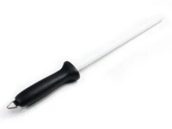 Rockingham Forge White Ceramic Sharpening Rod With Non-Slip Plastic Handle, 10”