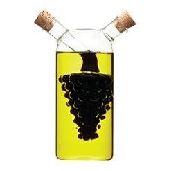 KitchenCraft World Of Flavours 2 In 1 Glass Grapes Design Olive Oil Dispenser And Vinegar Bottle