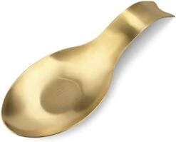Stainless Steel Spoon Rest, Spatula Ladle Holder, Stainless Steel Utensil Spoon Rest Holder, Brushed Finish, Dishwasher Safe 9.8 X 3.7 Inch (Gold 1PC) -Peugeot Shop 31VD g0o2cL. AC