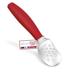 Premium Ice Cream Scoop By Chef Essentials - Heavy Duty Metal Scooper With Comfortable Grip Handle For Perfect Scoops- Anti-Stick Scooper Spoon For Gelato, Cookie Dough, Sorbet, Melons & More (Red)