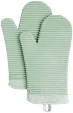 KitchenAid Ribbed Soft Silicone Oven Mitt Set, 7"x13", Milkshake 2 Count -Peugeot Shop 31VhLUnCxVL. AC