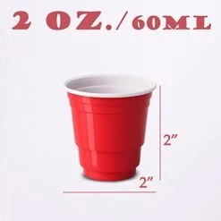 100ct 2oz. Mini Red Shot Cups, Disposable And Small Size Perfect For Party, Tastings, Sample And More -Peugeot Shop 31WHTIA398L