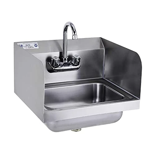 Tainless Steel Sink For Washing With Faucet And Side Splash, NSF Commercial Wall Mount Hand Basin For Restaurant, Kitchen And Home, 17 X 15 Inches 1 Tainless Steel Sink For Washing With Faucet And Side Splash, NSF Commercial Wall Mount Hand Basin For Restaurant, Kitchen And Home, 17 X 15 Inches