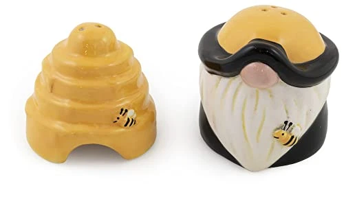 Ceramic Salt & Pepper Shakers, Set Of 2, Bee Gnome 2 Ceramic Salt & Pepper Shakers, Set Of 2, Bee Gnome - Image 2