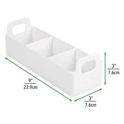 MDesign Plastic Condiment Organizer And Tea Bag Holder - 9" Long Kitchen Pantry/Countertop Storage Caddy - Divided Chip, Snack, Granola, Oatmeal Packet Holder - Lumiere Collection - White -Peugeot Shop 31WlLJdn4GL