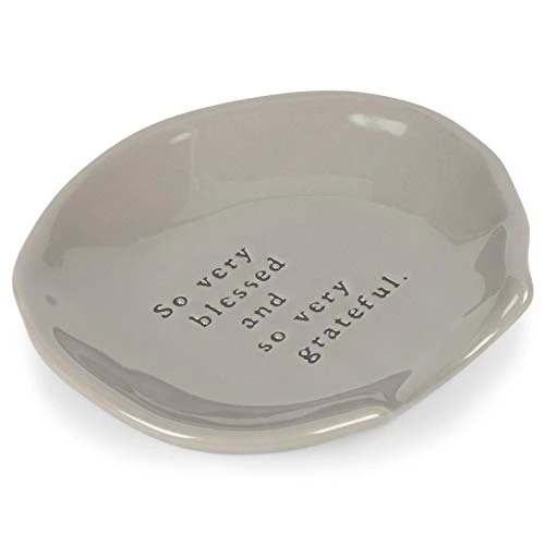 So Very Blessed And So Very Grateful Dove Grey 4.5 X 4 Glossy Ceramic Stoneware Wobbly Round Spoon Rest 3 So Very Blessed And So Very Grateful Dove Grey 4.5 X 4 Glossy Ceramic Stoneware Wobbly Round Spoon Rest - Image 3