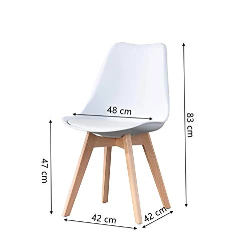 MENGK Set Of 4, ABS PP Nordic Dining Chair With Beech Wood Legs For Dining Room, Living Room, Office, Bedroom, White 3 MENGK Set Of 4, ABS PP Nordic Dining Chair With Beech Wood Legs For Dining Room, Living Room, Office, Bedroom, White - Image 3