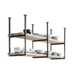 Ceiling Ornament Retro Industrial Restaurant Iron Solid Wood Ceiling Shelf Shelves, 2 Tier Shelves Shelf/Bar Hanging Storage Rack Floating Shelf Bracket (Size : 120X30X60CM) -Peugeot Shop 31Xbeyxs2AL 1