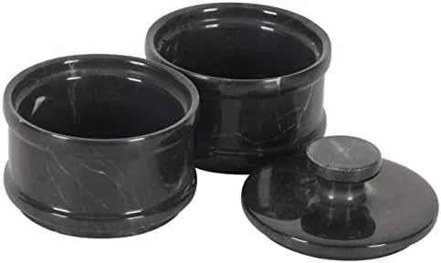 Handmade Marble Black 5” Dual Salt Cellar With Lid – 2” Each Salt And Pepper Bowls Kitchen Container Storage Set – Ideal For Jewelry, Butter Keeper, Sugar & Kitchen Décor 6 Handmade Marble Black 5” Dual Salt Cellar With Lid – 2” Each Salt And Pepper Bowls Kitchen Container Storage Set – Ideal For Jewelry, Butter Keeper, Sugar & Kitchen Décor - Image 6