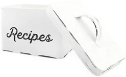 Rustic White Recipe Box; Enamel Farmhouse Recipe Holder And Organizer For 4 X 6 Inch Recipe Cards 9 Rustic White Recipe Box; Enamel Farmhouse Recipe Holder And Organizer For 4 X 6 Inch Recipe Cards -Peugeot Shop 31XlZmWawyL