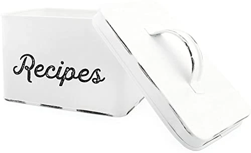 Rustic White Recipe Box; Enamel Farmhouse Recipe Holder And Organizer For 4 X 6 Inch Recipe Cards 4 Rustic White Recipe Box; Enamel Farmhouse Recipe Holder And Organizer For 4 X 6 Inch Recipe Cards - Image 4