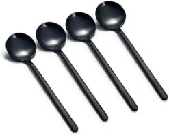 Set Of 8 Mini Espresso Spoons 5.3-inch Matte Black Frosted Handle Stainless Steel Coffee Spoons For Dessert Tea Ice Cream Sugar Cake Coffee -Peugeot Shop 31XwH1eM7GL. AC