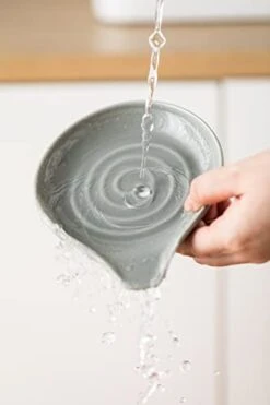 Spoon Rest For Kitchen Countertop Porcelain Spoon Holder For Stove Top Large Holder For Spatula, Spoons Or Tongs, Framhouse Decor, Mothers Day Gifts, Gray -Peugeot Shop 31YYmXyh3xL