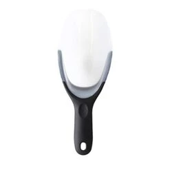 Magnetic Ice Scoop, Contoured Translucent Flexi-Plastic With Soft Grip Handle For Ice, Flour, Rice, Popcorn, Pet Food, Black