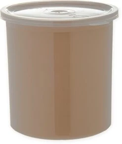 Round Storage Container With Lid, 1.2 Quart Crock, Beige