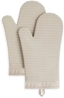 KitchenAid Ribbed Soft Silicone Oven Mitt Set, 7"x13", Milkshake 2 Count -Peugeot Shop 31ZzJHXQ5UL. AC